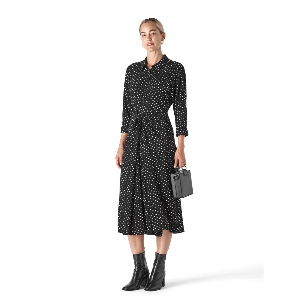 Whistles Faux Wrap Midi Shirtdress